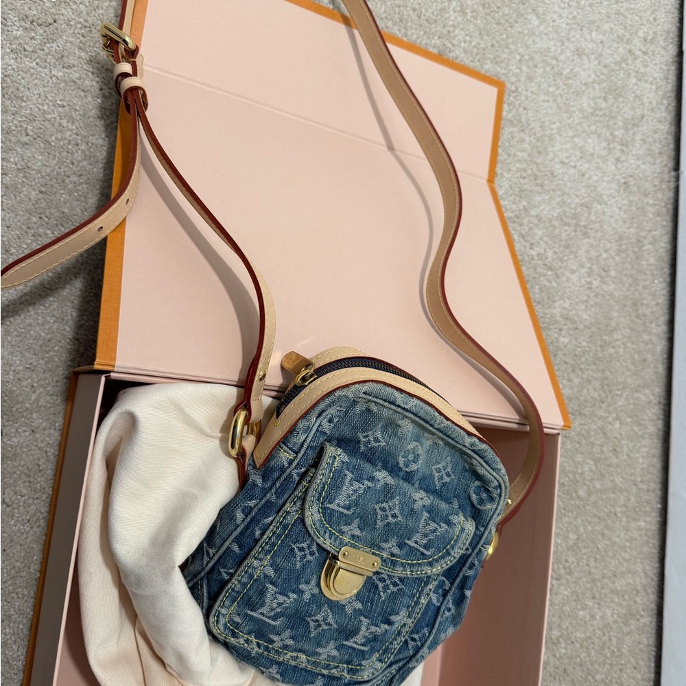 Louis Vuitton Blue Denim Camera Bag